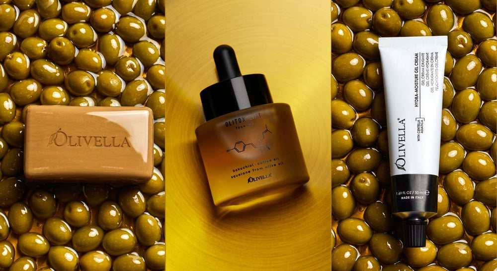Olivella skincare collection deal banner showing 50 percent off